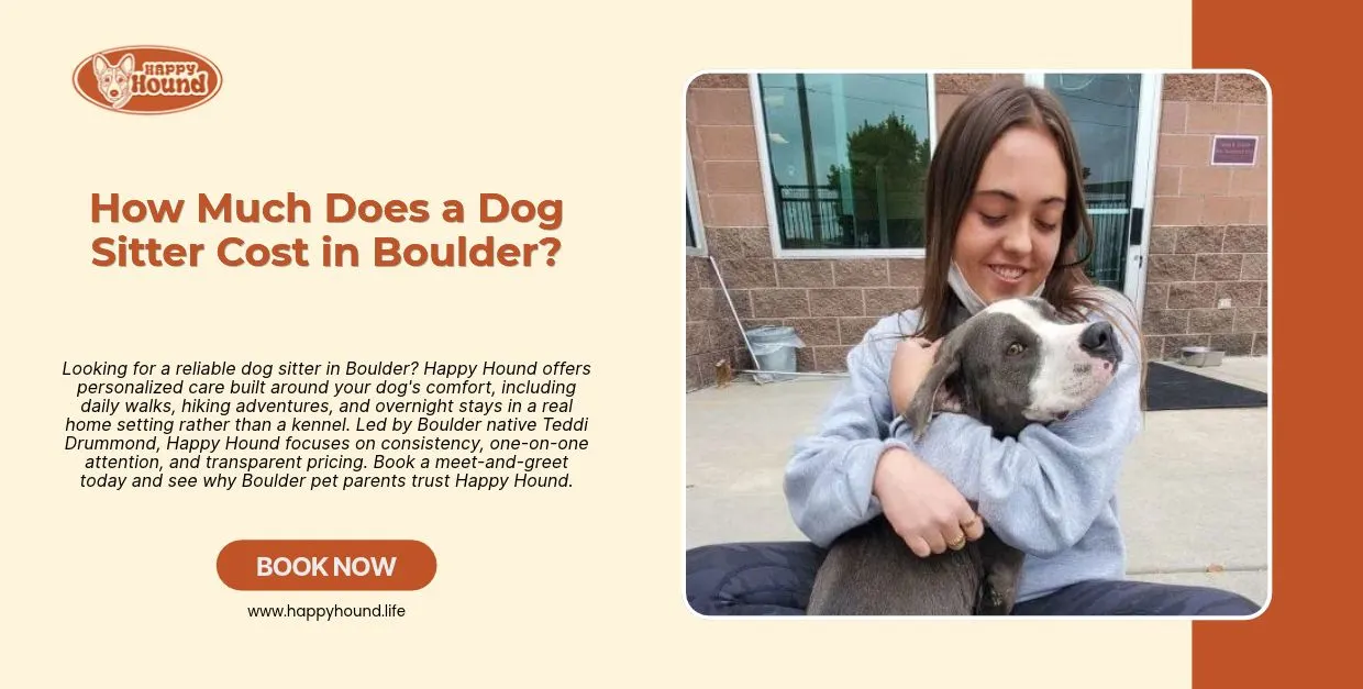 Dog sitter in Boulder walking a dog outdoors